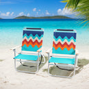 Alpha Camp Set of 2 Folding Beach Chair 3 Adjustable Position Backpack Beach Chairs with Cooler Bag Support 250lbs