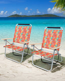 Alpha Camp Set of 2 Folding Beach Chair 3 Adjustable Position Backpack Beach Chairs with Cooler Bag Support 250lbs