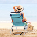 Alpha Camp Set of 2 Folding Beach Chair 3 Adjustable Position Backpack Beach Chairs with Cooler Bag Support 250lbs