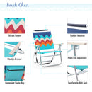 Alpha Camp Set of 2 Folding Beach Chair 3 Adjustable Position Backpack Beach Chairs with Cooler Bag Support 250lbs