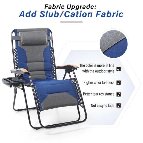 ALPHA CAMP New Fabric Oversize Padded Zero Gravity Lounge Chair with Cup Holder