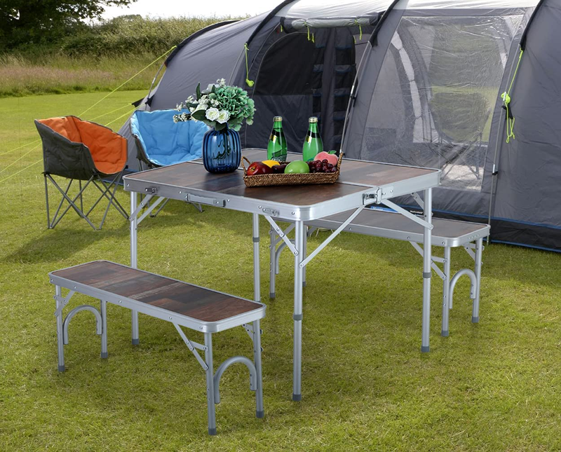 ALPHA CAMP 3PCS Folding Camping Table and Benches Set
