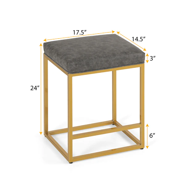Alpha Camp 24" Square Modern PU Leather Bar Stools with Golden Frame