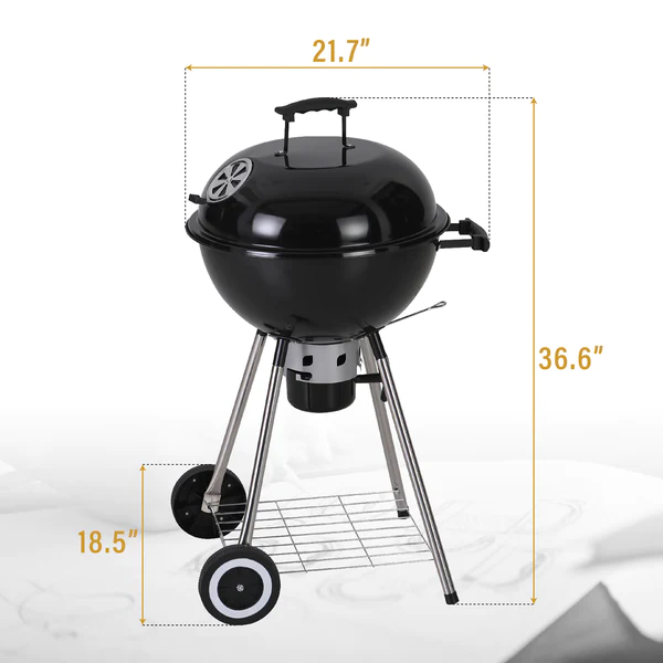 Outdoor 18" Porcelain-coated Kettle Charcoal Grill