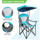 Alpha Camp Enamel Blue Folding Mesh Canopy Camping Chair