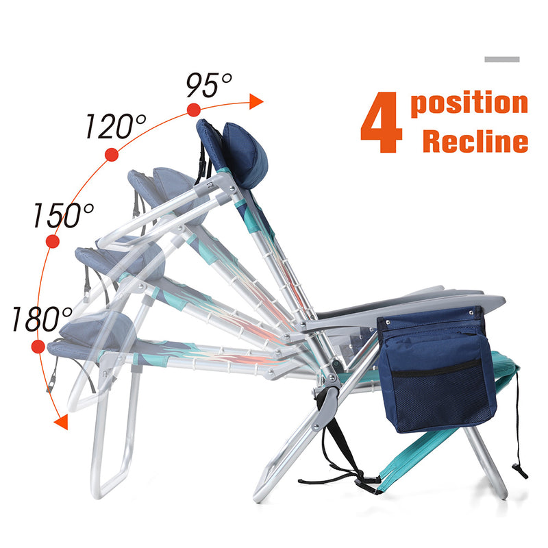 ALPHA CAMP 4-Position Backpack Folding Beach Chair with Cooler Bag