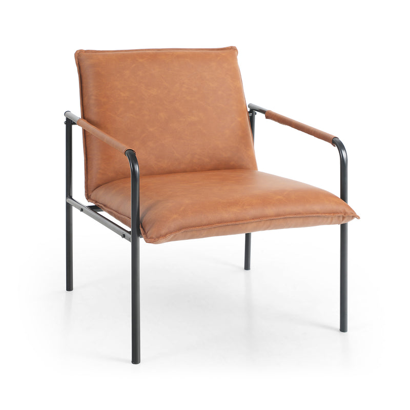 ALPHA CAMP Ancient Sofa Chic Brown Lounge Chair with Middle Back Accent and Metal Legs for Your Living Room