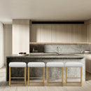 ALPHA CAMP Set of 4 White & Gold 24" Counter Height Bar Stools