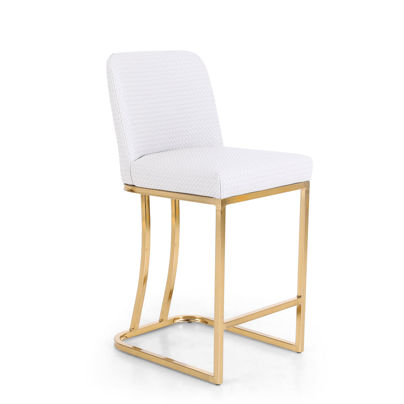 ALPHA CAMP Premium PU Leather Counter Height Bar Stool with Gold-Plated Steel Frame