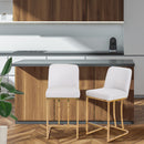 ALPHA CAMP Premium PU Leather Counter Height Bar Stool with Gold-Plated Steel Frame