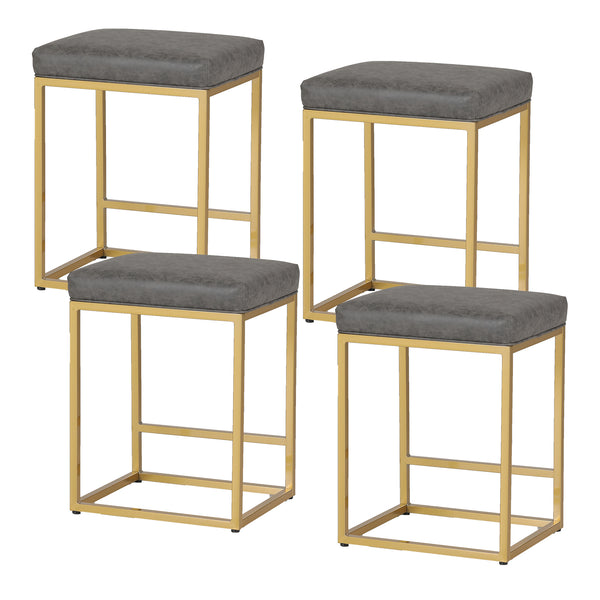 ALPHA CAMP Set of 4 White & Gold 24" Counter Height Bar Stools