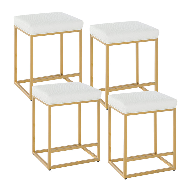 ALPHA CAMP Set of 4 White & Gold 24" Counter Height Bar Stools