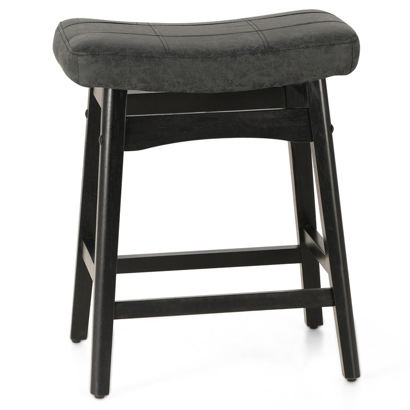 ALPHA CAMP  24" Bar Stools PU Leather Bar Stool with Wood Legs