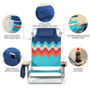 Alpha Camp Set of 2 Aluminum Portable Folding Beach Chair 5 Position Adjustable Backrest Camping Chair With Cooler Bag