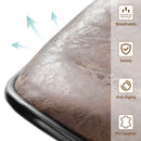 ALPHA CAMP Set of 2 Grey Faux Leather Swivel Barstools with Backrest