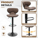 ALPHA CAMP Set of 2 Grey Faux Leather Swivel Barstools with Backrest