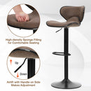 ALPHA CAMP Set of 2 Grey Faux Leather Swivel Barstools with Backrest