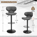 ALPHA CAMP Set of 2 Grey Faux Leather Swivel Barstools with Backrest