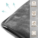 ALPHA CAMP Set of 2 Grey Faux Leather Swivel Barstools with Backrest