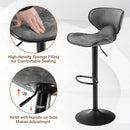 ALPHA CAMP Set of 2 Grey Faux Leather Swivel Barstools with Backrest