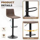 Alpha Camp Square Adjustable Height Leather and Metal Swivel Bar Stools, Set of 2