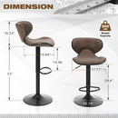 ALPHA CAMP Set of 2 Grey Faux Leather Swivel Barstools with Backrest