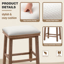 ALPHA CAMP Set of 2 PU Leather 24" Counter Height Bar Stool with Wood Legs