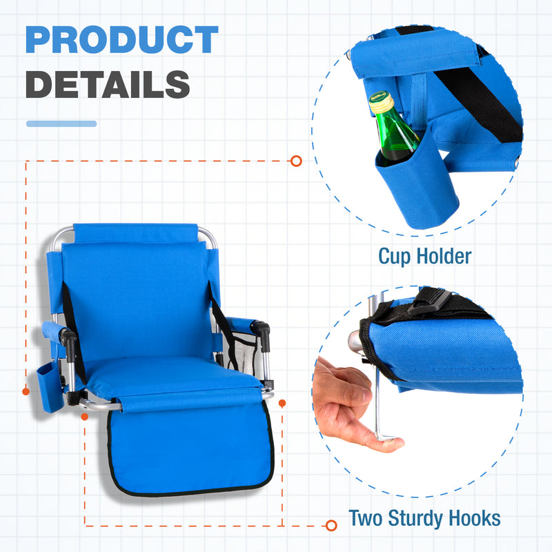 ALPHA CAMP Folding Stadium Seat Chair for blenchers with Arm Rest, Outdoors