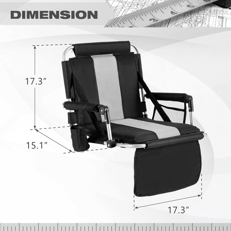 Bleacher Chair Stadium Seat ALPHA CAMP Portable Folding With Back