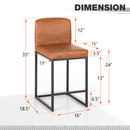 ALPHA CAMP Set of 2 Square Bar Stools, Counter Height, PU Leather & Metal Frame