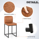 ALPHA CAMP Set of 2 Square Bar Stools, Counter Height, PU Leather & Metal Frame