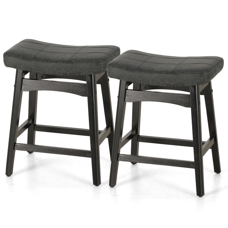 ALPHA CAMP  24" Bar Stools PU Leather Bar Stool with Wood Legs