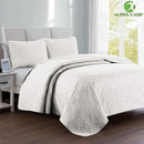 ALPHA HOME 3-Piece Bed Quilt Lightweight Bedspread Set Twin Size 68" x 90", 1 Embossing Bedspread, 1 Pillow case 20" x 26", Machine Washable Bed Quilt Comforter Bedding Set Duvet Cover, Ivory