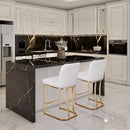 ALPHA CAMP Premium PU Leather Counter Height Bar Stool with Gold-Plated Steel Frame