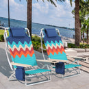 Alpha Camp Set of 2 Aluminum Portable Folding Beach Chair 5 Position Adjustable Backrest Camping Chair With Cooler Bag