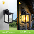 lumolite Dusk to Dawn Outdoor Wall Light Fixtures Aluminum Waterproof Lanterns, Porch Sconces Wall Mounted Lighting for Patio Front Door Entryway, Matte Black