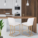 ALPHA CAMP Premium PU Leather Counter Height Bar Stool with Gold-Plated Steel Frame