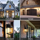 lumolite Dusk to Dawn Outdoor Wall Light Fixtures Aluminum Waterproof Lanterns, Porch Sconces Wall Mounted Lighting for Patio Front Door Entryway, Matte Black