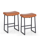 Alpha Camp Saddle Design PU Leather Bar Stool with Sturdy Metal Frame