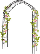 Garden Arch Trellis for Climbing Plants - Outdoor Decoration 8' 10" H x 4' 11" W Patio Metal Arch for Wedding Party (Black)