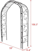 Garden Arch Trellis for Climbing Plants - Outdoor Decoration 8' 10" H x 4' 11" W Patio Metal Arch for Wedding Party (Black)