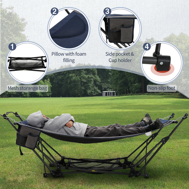 ALPHA CAMP Portable & Comfortable Hammock with Foldable Stand for Outdoor Relaxation
