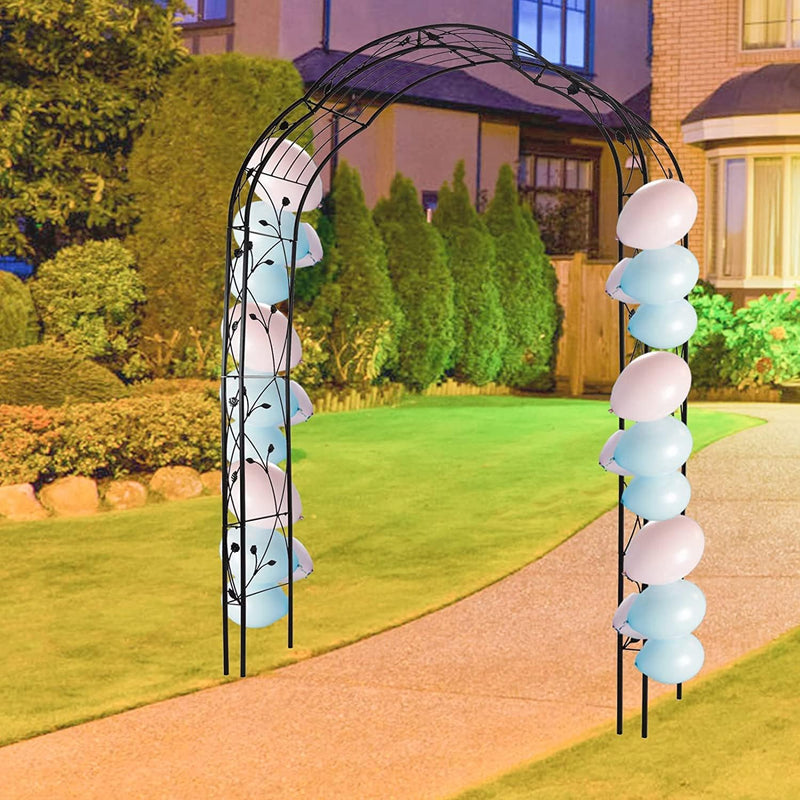 Garden Arch Trellis for Climbing Plants - Outdoor Decoration 8' 10" H x 4' 11" W Patio Metal Arch for Wedding Party (Black)