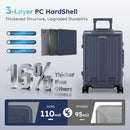 Royalsac 20 Inch Aluminum Frame Carry-On Luggage with Front Opening
