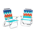 Alpha Camp Set of 2 Folding Beach Chair 3 Adjustable Position Backpack Beach Chairs with Cooler Bag Support 250lbs