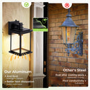 lumolite Dusk to Dawn Outdoor Wall Light Fixtures Aluminum Waterproof Lanterns, Porch Sconces Wall Mounted Lighting for Patio Front Door Entryway, Matte Black