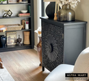ALPHA MART Accent Cabinet with Doors, Decorative Storage Cabinet with Solid Wood Frame & Legs for Entryway Living Room, Small Sideboard Buffet Cabinet, Black