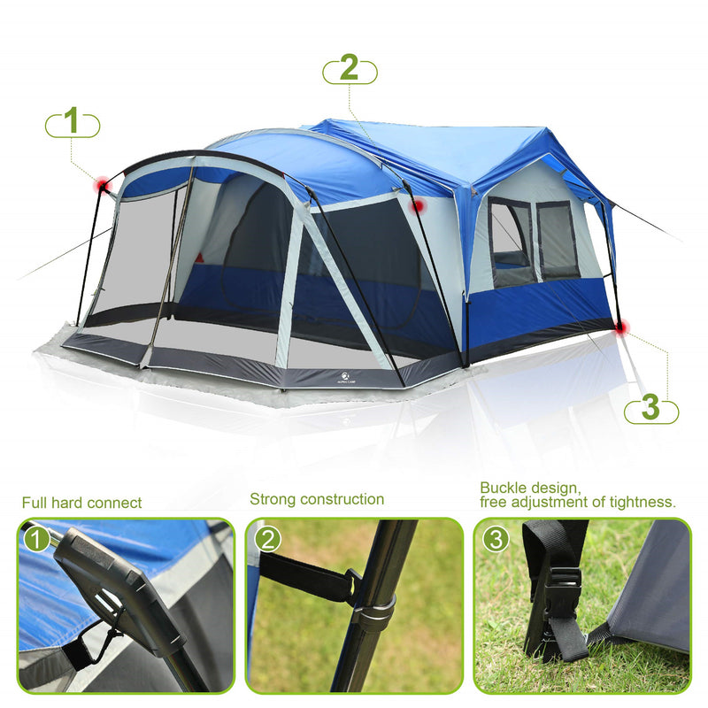 10 man camping tent Alpha Camp 19' x 12' Family Camping Tent for 10-12 Person