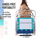 Alpha Camp Set of 2 Folding Beach Chair 3 Adjustable Position Backpack Beach Chairs with Cooler Bag Support 250lbs