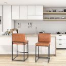ALPHA CAMP Set of 2 Square Bar Stools, Counter Height, PU Leather & Metal Frame